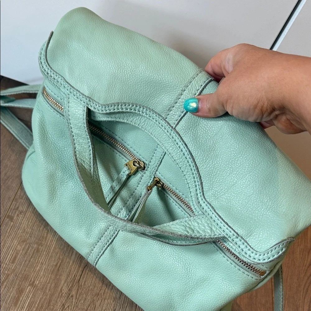 Mint Green Leather Purse Fossil gold trim crossbody bag women’s handbag